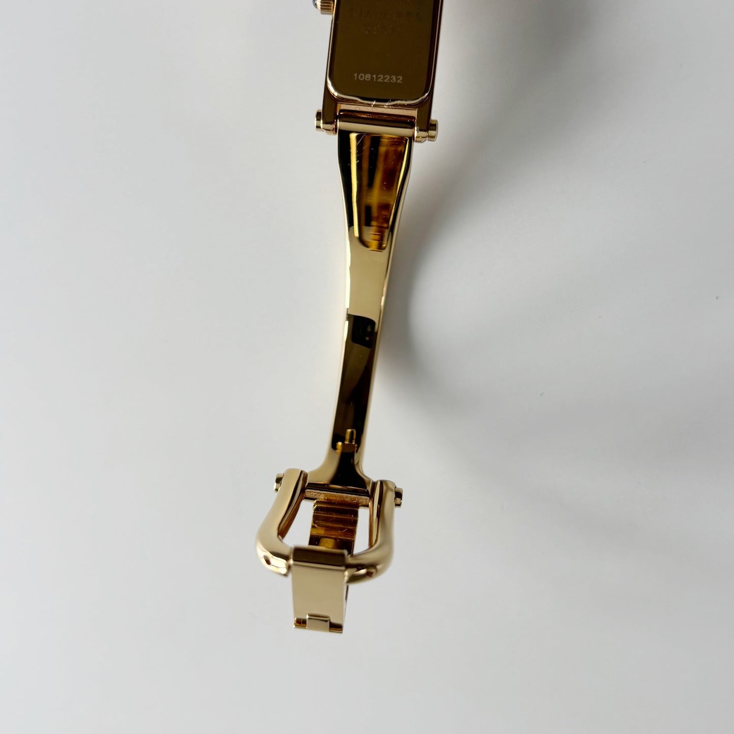 Gucci 1990s Gold Rectangular Dial Gold Plated Bangle Watch