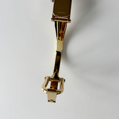 Gucci 1990s Gold Rectangular Dial Gold Plated Bangle Watch