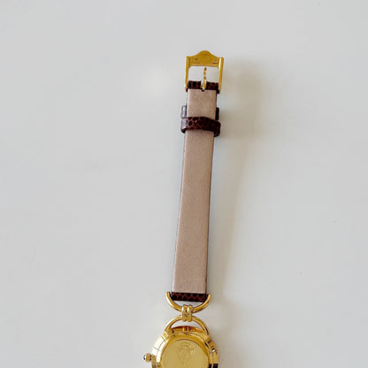 Gucci 1990s Gold Dial Gold Plated Horsebit Watch