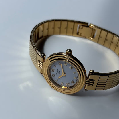 Dior 1990s Round Dial Gold Plated Watch