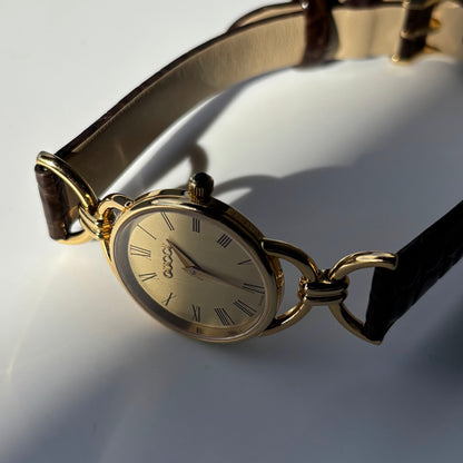 Gucci 1990s Round Dial Gold Plated Watch