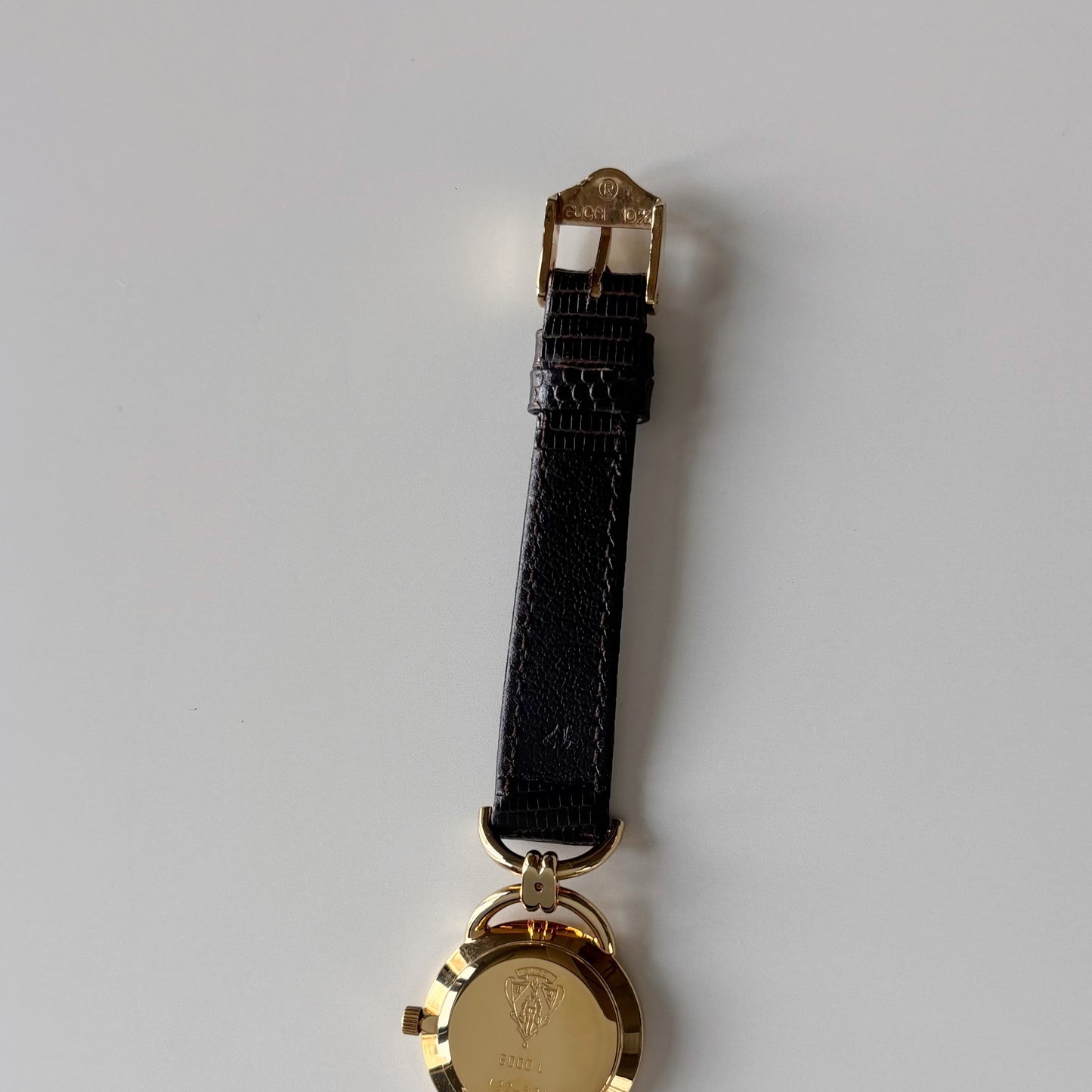 Gucci 1980s Round Dial Horsebit Gold Plated Watch