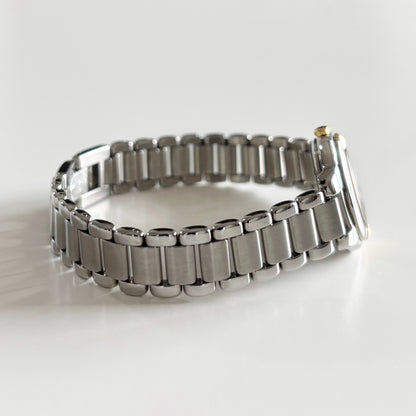 Yves Saint Laurent 1990s Navy Dial Two Tone Watch