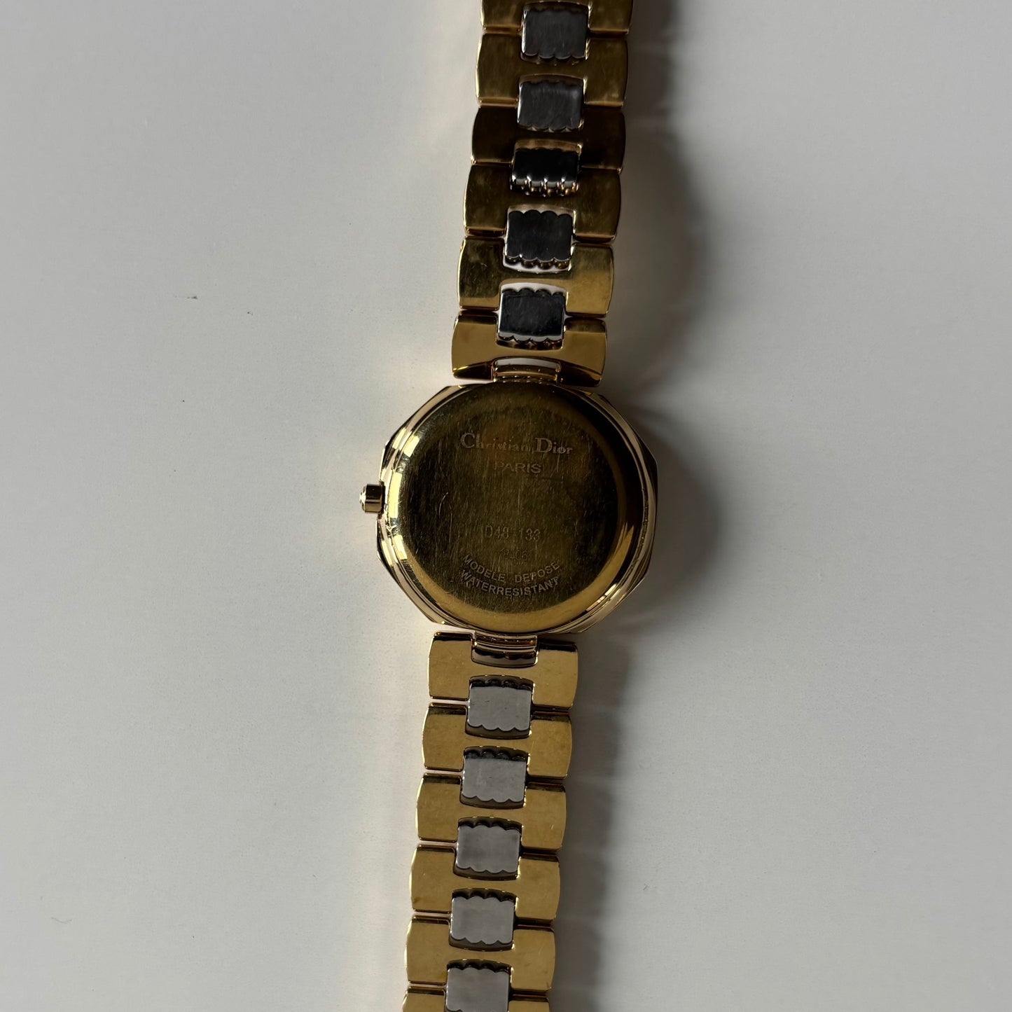 Dior 1990s Octagon Two Tone Gold Plated Watch