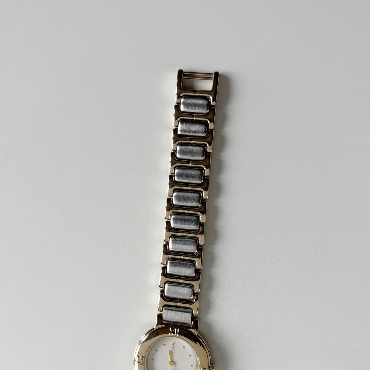 Yves Saint Laurent 1990s Round Dial Two Tone Gold Plated Watch