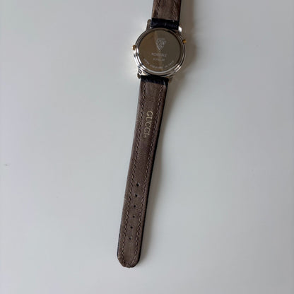 Gucci 1990s Date Black Round Dial Two Tone Watch