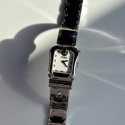 Fendi 1990s Seashell Dial Stainless steel Silver Buckle Watch