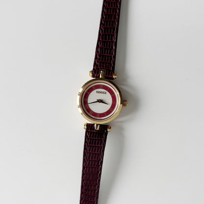 Gucci 1990s Round Dial Red Gold Plated Watch