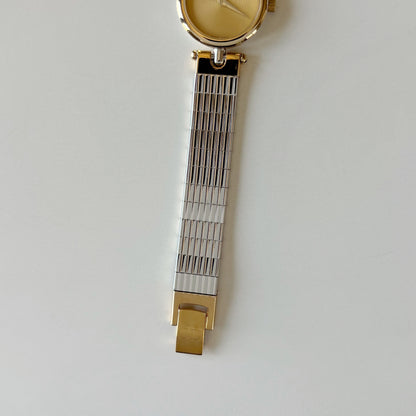 Dior 1990s Gold Round Dial Two Tone Gold Plated Watch