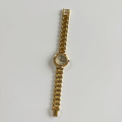 Fendi 1990s Seashell Dial Gold Plated Watch