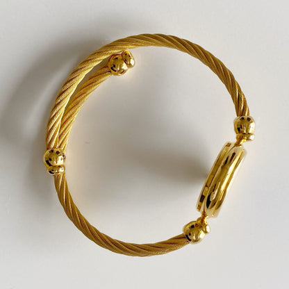 Gucci 1990s Blue Dial Gold Plated Cable Bangle Watch