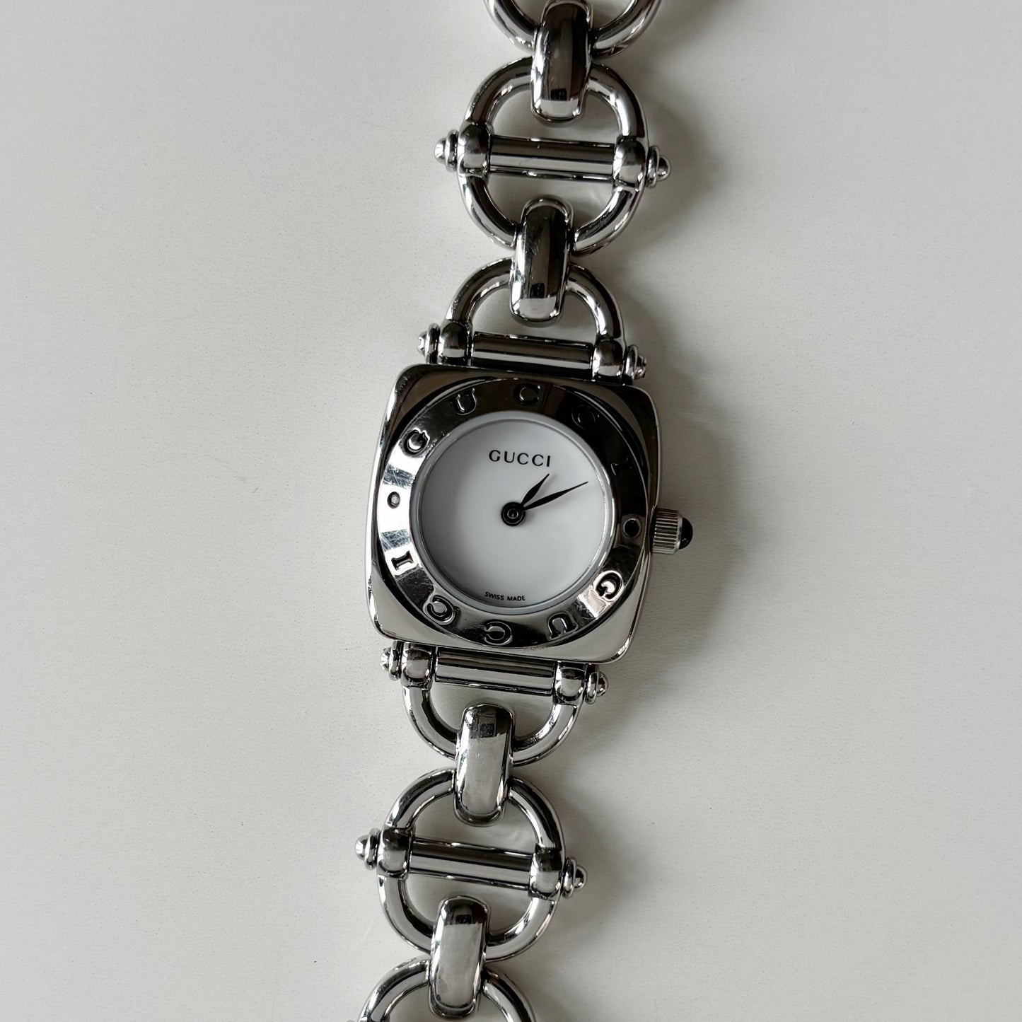 Gucci 1990s White Dial Stainless steel Horsebit Watch