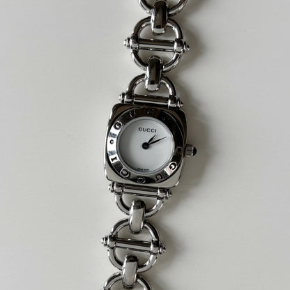 Gucci 1990s White Dial Stainless steel Horsebit Watch