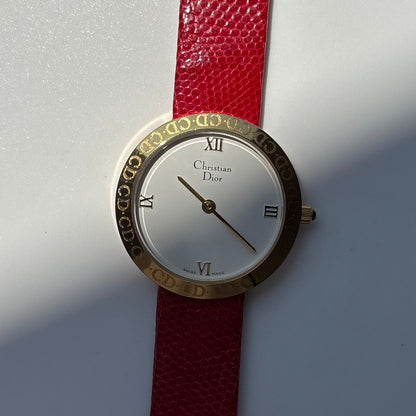 Dior 1990s Round Dial Gold Plated Watch