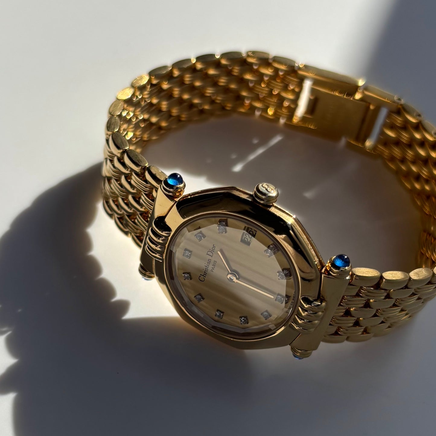 Dior 1990s Octagon Dial Gold Plated Watch