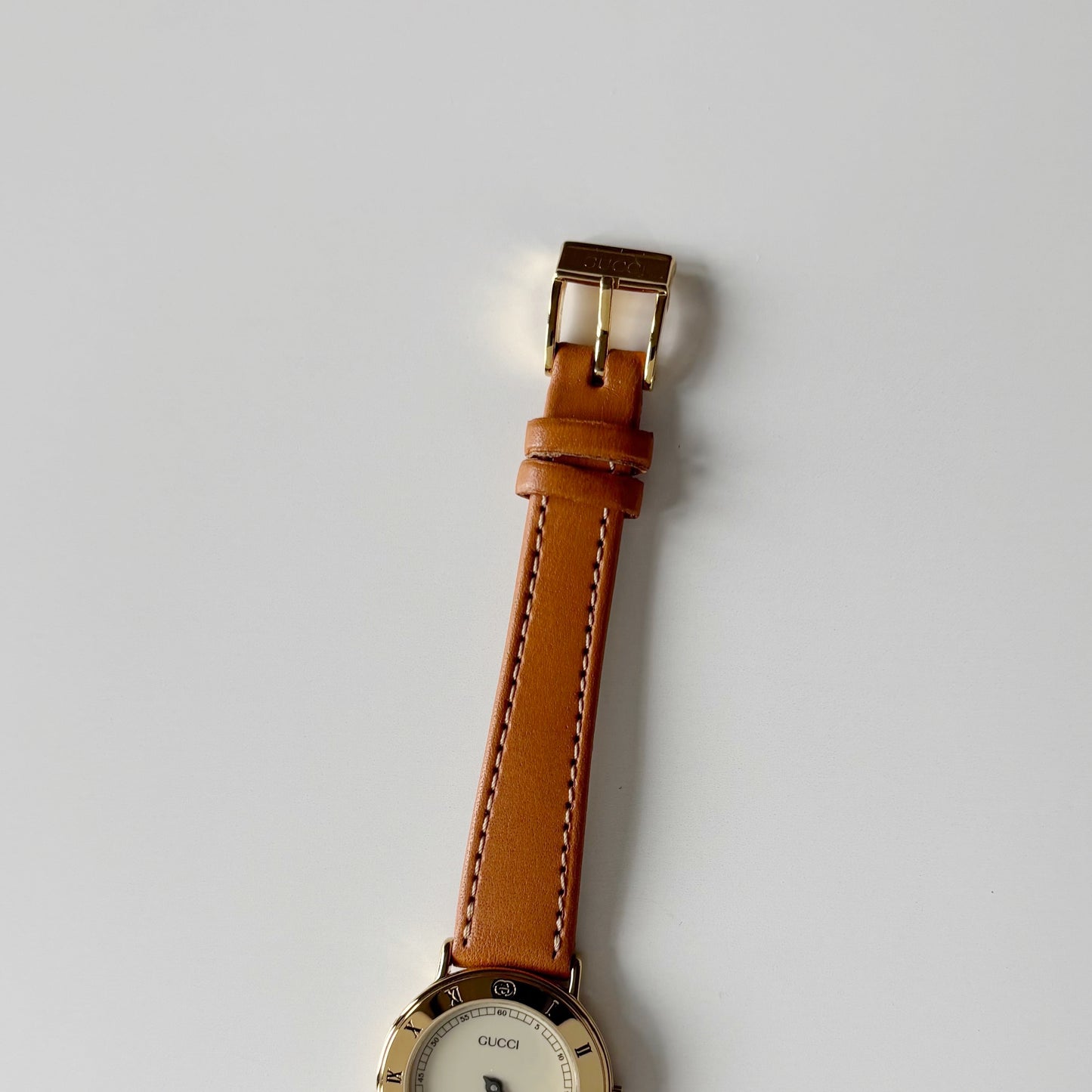 Gucci 1990s Sub Second Round Dial Gold Plated Watch