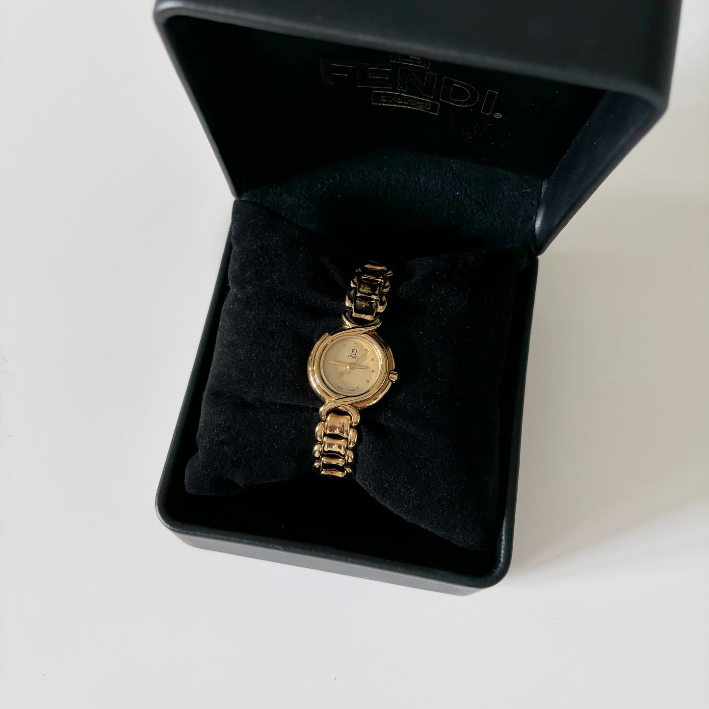 Fendi 1990s Gold Plated Round Watch