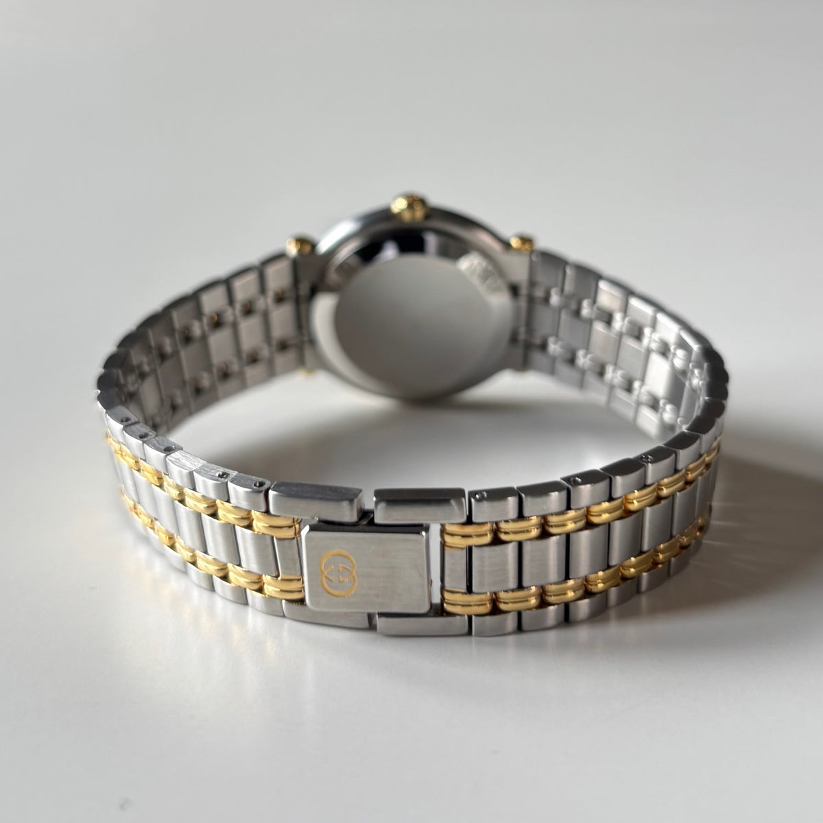 Gucci 1990s Round Dial Gold Plated Two Tone Watch
