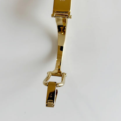 Gucci 1990s Cream Dial Rectangular Gold Plated Bangle Watch