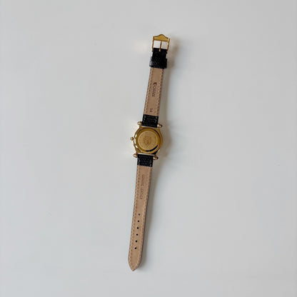Gucci 1990s Black Dial Gold Plated Watch