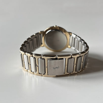 Yves Saint Laurent 1990s Round Dial Two Tone Watch (Large)