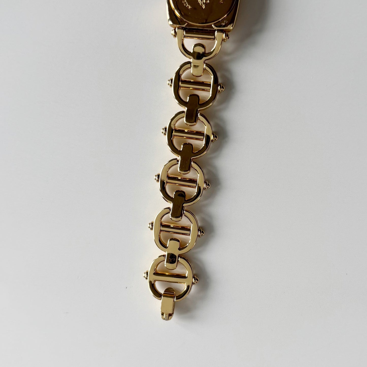 Gucci 1990s Seashell Dial Horsebit Gold Plated Watch