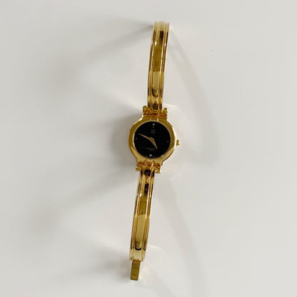 Givenchy 1990s Black Dial Gold Plated Bangle Watch