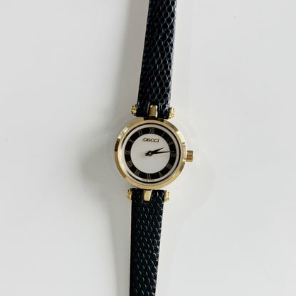 Gucci 1990s Round Dial Gold Plated Watch
