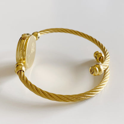 Gucci 1990s Seashell Dial Gold Plated Bangle Watch
