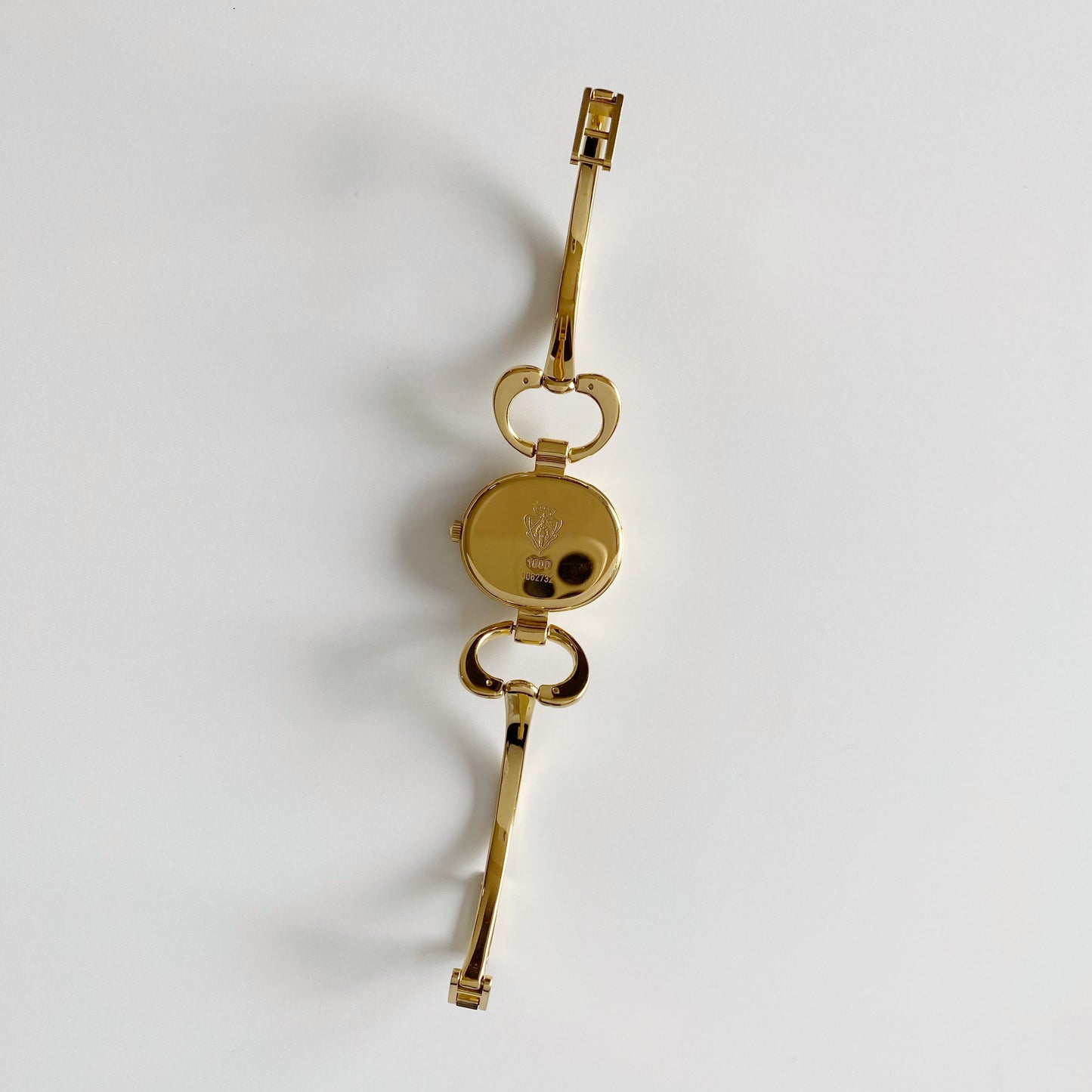 Gucci 1990s Black Dial Gold Plated Bangle Watch