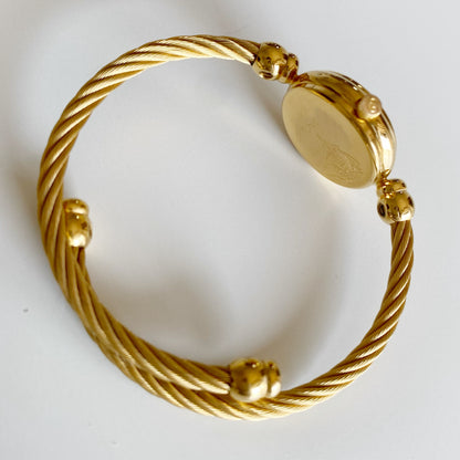 Gucci 1990s Gold Plated Cable Bangle Watch