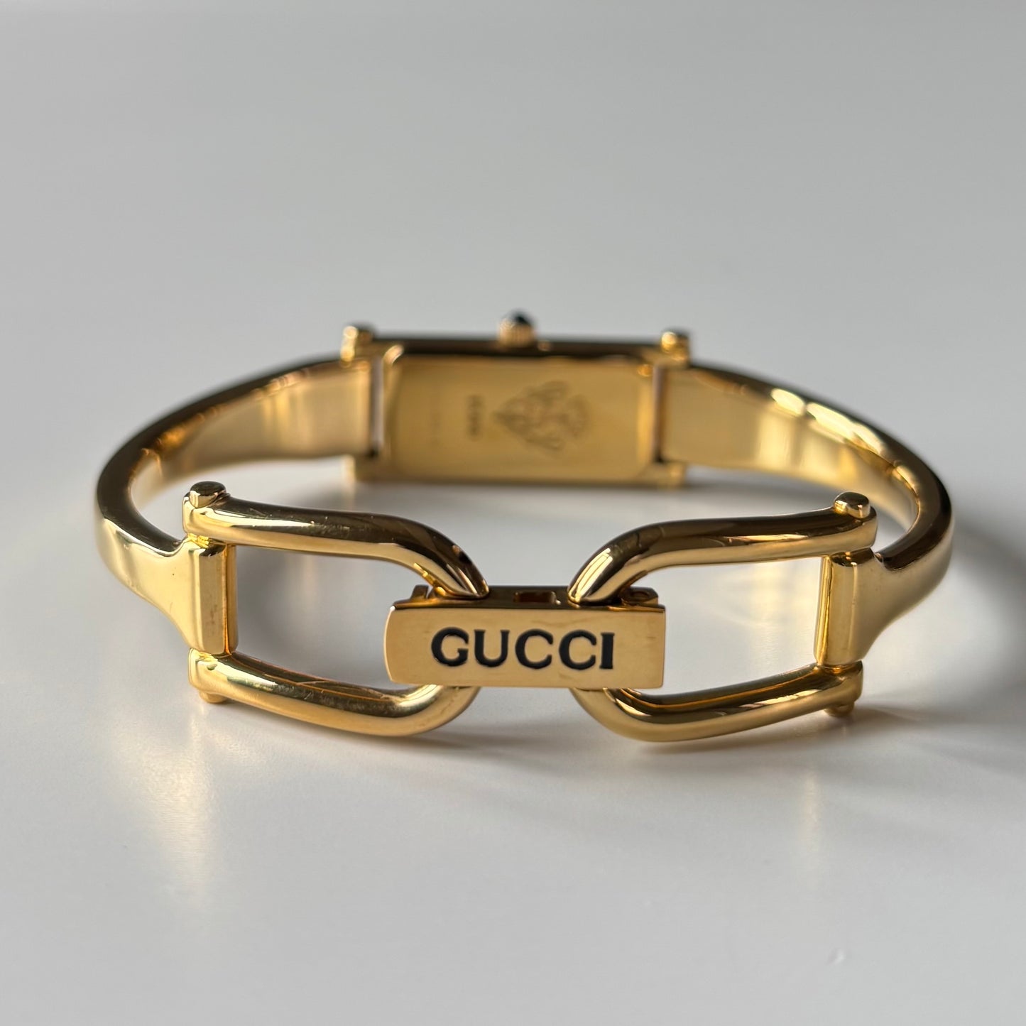 Gucci 1990s Seashell Dial Gold Plated Bangle Watch