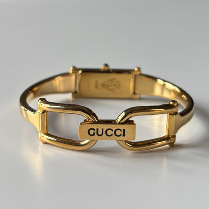 Gucci 1990s Seashell Dial Gold Plated Bangle Watch