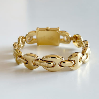 Gucci 1990s Interchangeable Strap Gold Plated Watch with 3 straps, case