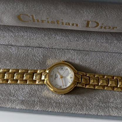 Dior 1990s Gold Plated Round Watch