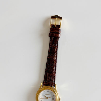 Gucci 1990s Date Round Dial Gold Plated Watch