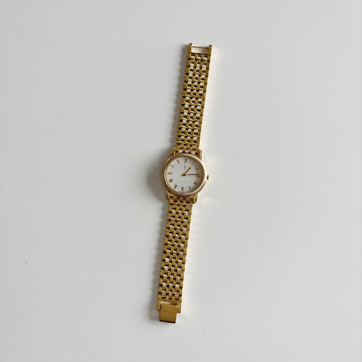 Yves Saint Laurent 1990s Round Dial Gold Plated Watch (Large)