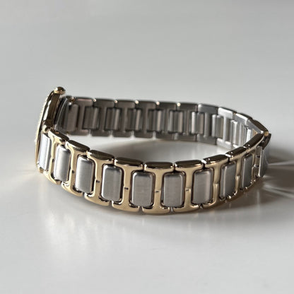 Yves Saint Laurent 1990s Round Dial Two Tone Gold Plated Watch