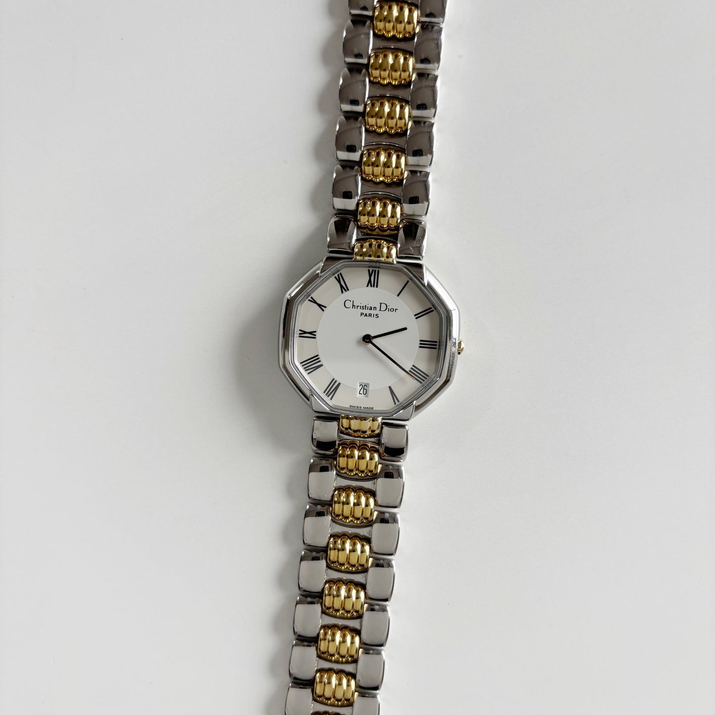 Dior 1990s Date Octagon Two Tone Watch (Large)