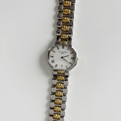 Dior 1990s Date Octagon Two Tone Watch (Large)