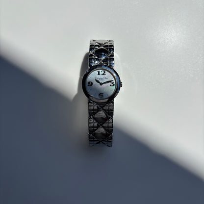 Dior 1990s Seashell Round Dial Stainless Steel Watch