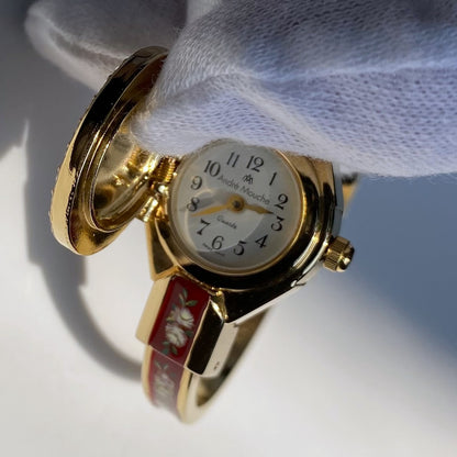 André  Mouche 1990s Red Gold Plated Bangle Watch