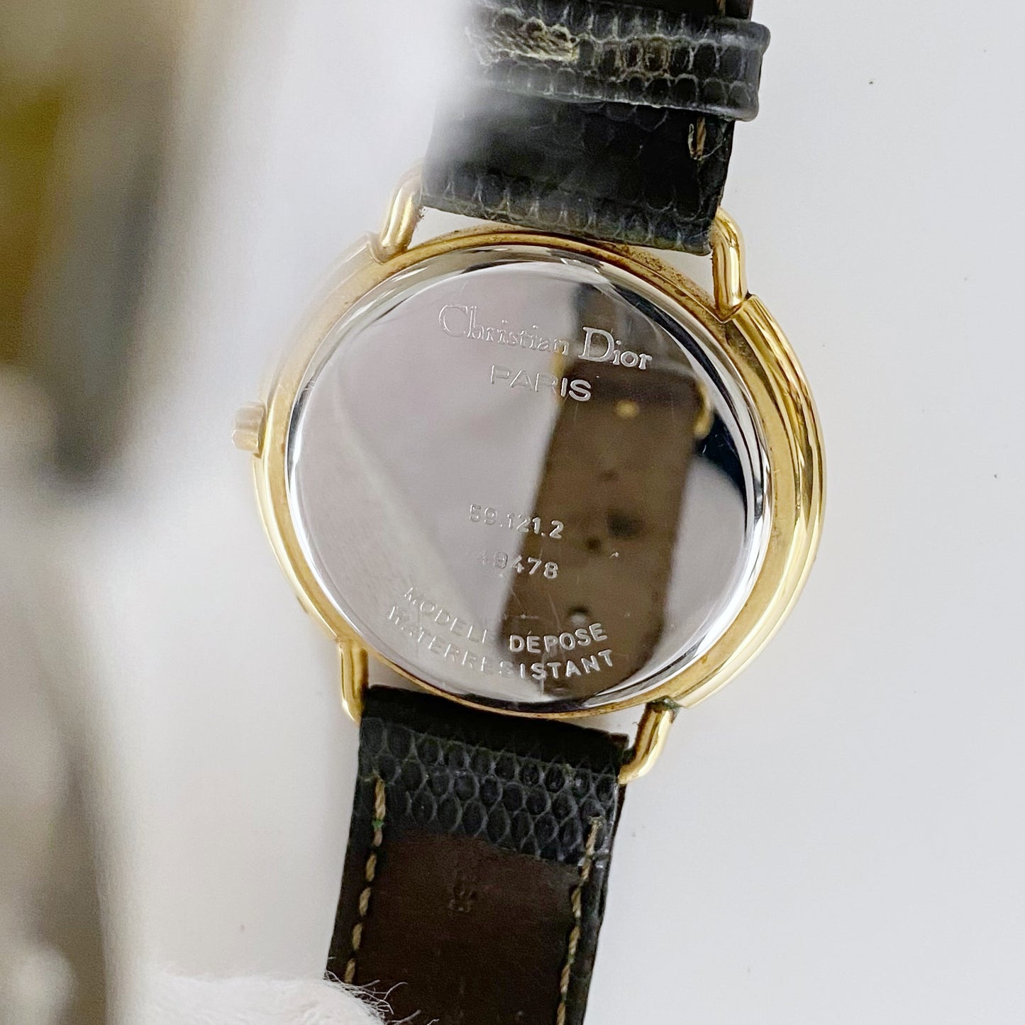 Dior 1990s Seashell Dial Gold Plated Round Watch