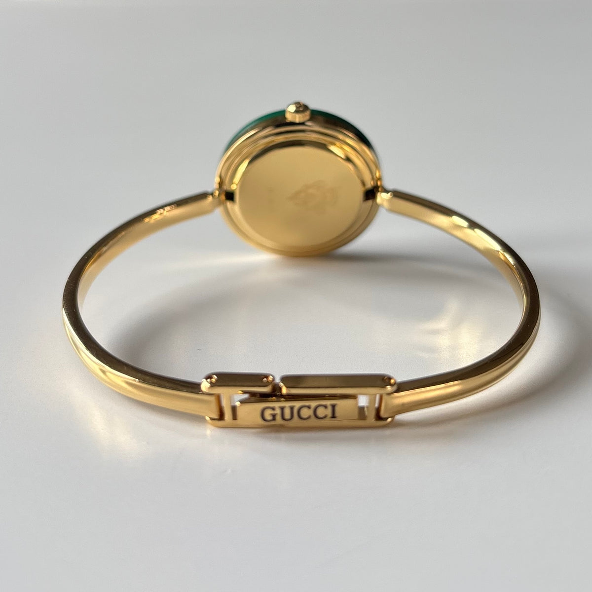 Gucci 1990s Interchangeable Bezel Gold Plated Bangle Watch with 12 bezels, case