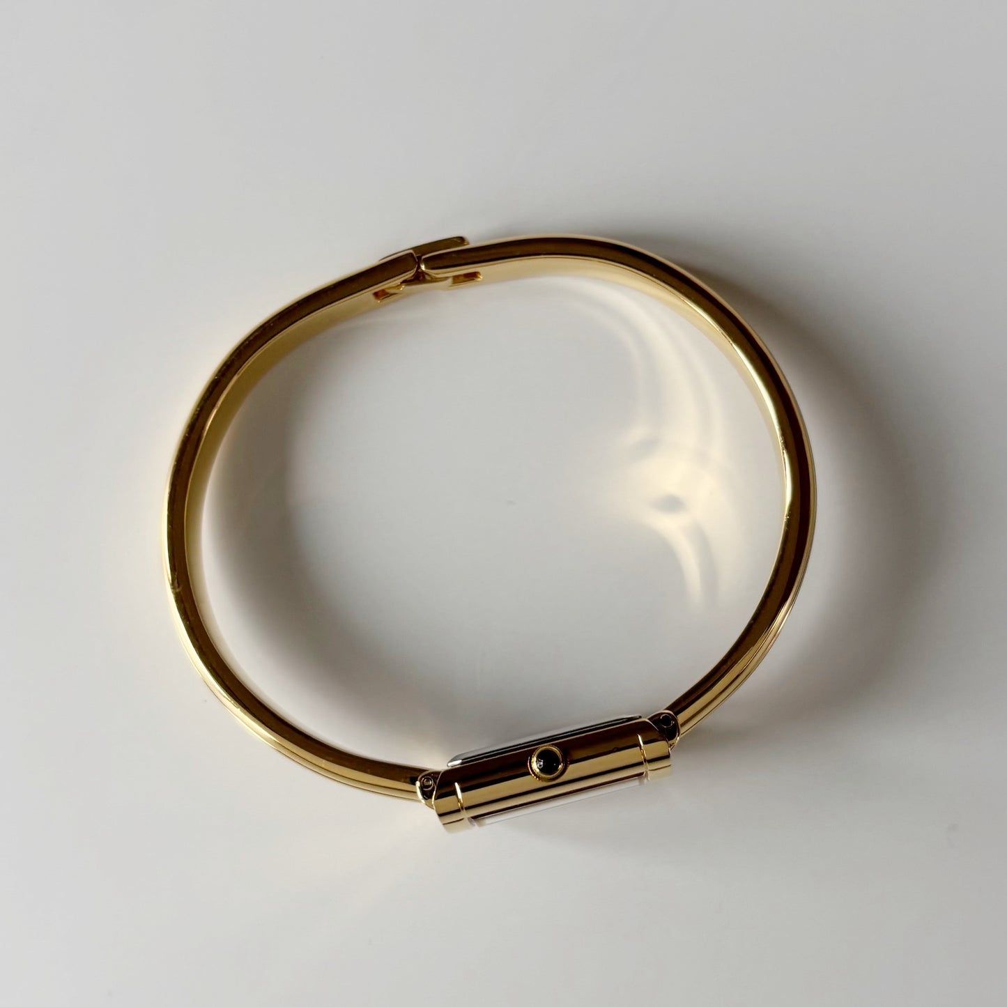 Yves Saint Laurent 1990s Seashell Dial Gold Plated Bangle Watch