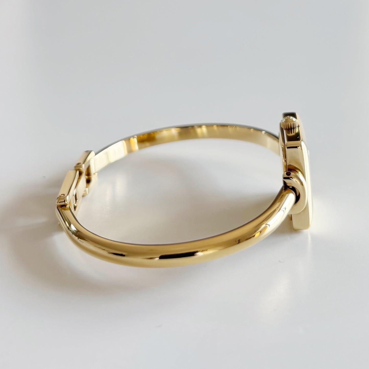 Gucci 1990s Square Dial Gold Plated Bangle Watch