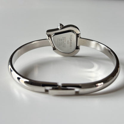 Yves Saint Laurent 1990s Heart Shaped Dial Silver Bangle Watch