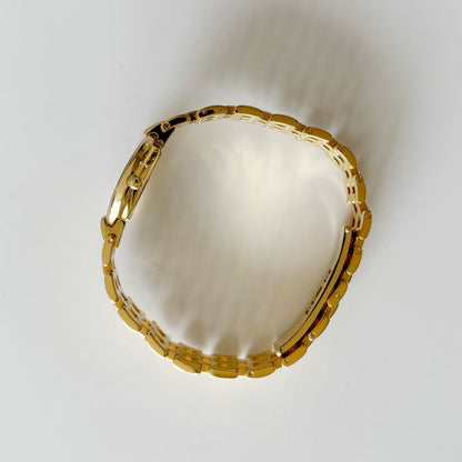 Dior 1990s Round Gold Dial Gold Plated Watch