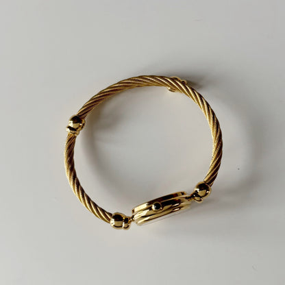 Gucci 1990s Black Dial Gold Plated Cable Bangle Watch