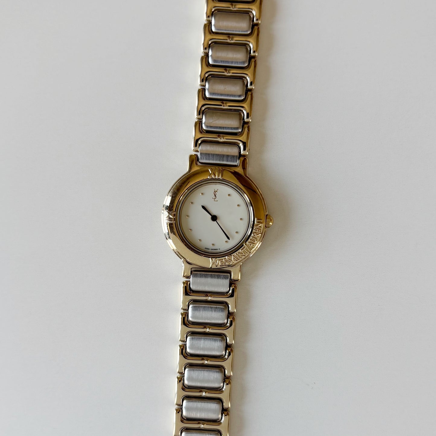Yves Saint Laurent 1990s Round Dial Two Tone Watch